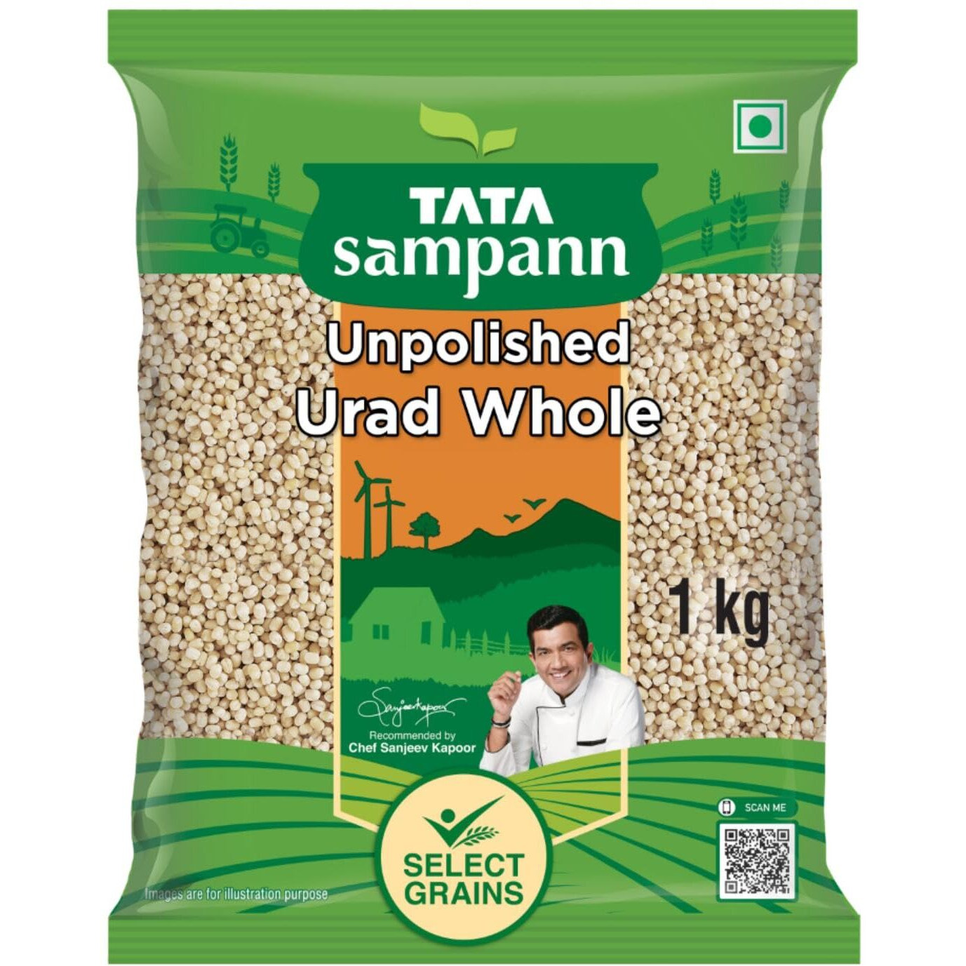 Tata Sampann Unpolished Urad Dal Whole, 1kg
