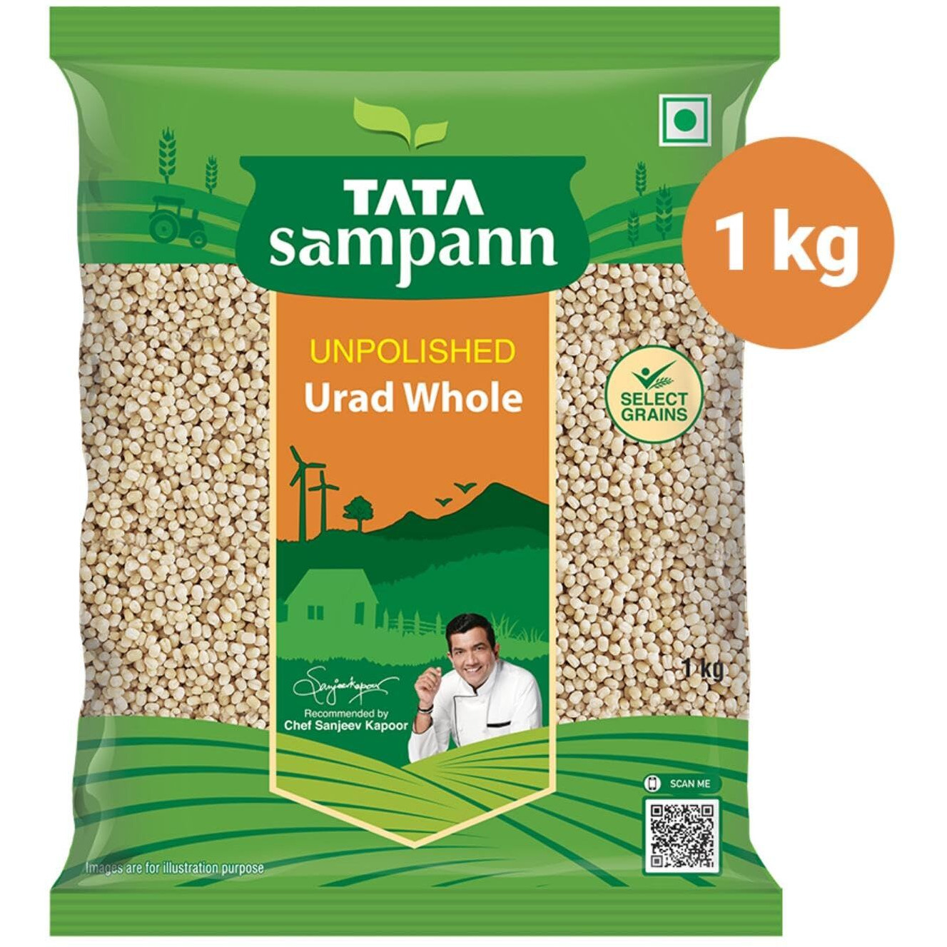 Tata Sampann Unpolished Urad Dal Whole, 1kg