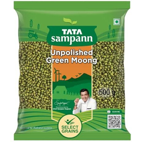 Tata Sampann Unpolished Green Moong Dal (Whole), 500g
