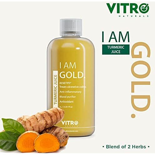 Vitro Turmeric Juice 1L | joint pain relief juice | muscle recovery juice | Raw Turmeric Juice with Curcumin | Anti-Inflammatory & Antioxidant | Supports Digestion, Liver, Brain, and Skin Health | With Black Pepper