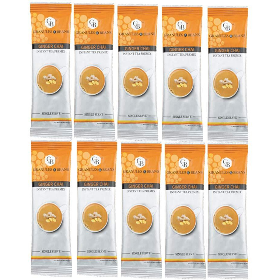 GnB GRANULES n BEANS Instant Premix Ginger Chai (50 Single Serv Sachets) - Ginger, 700 Gram