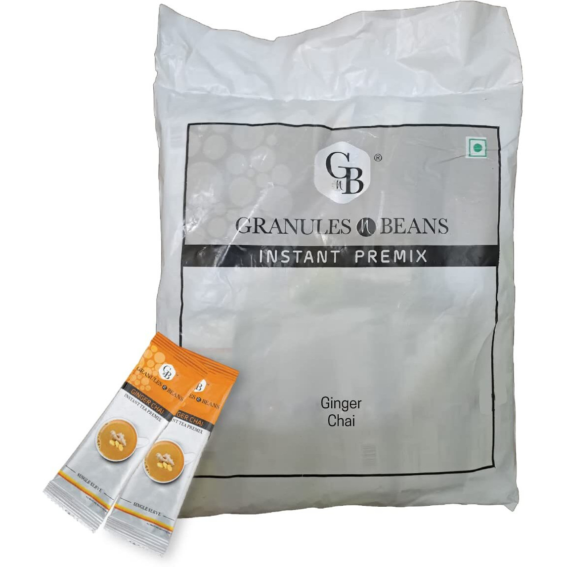 GnB GRANULES n BEANS Instant Premix Ginger Chai (50 Single Serv Sachets) - Ginger, 700 Gram