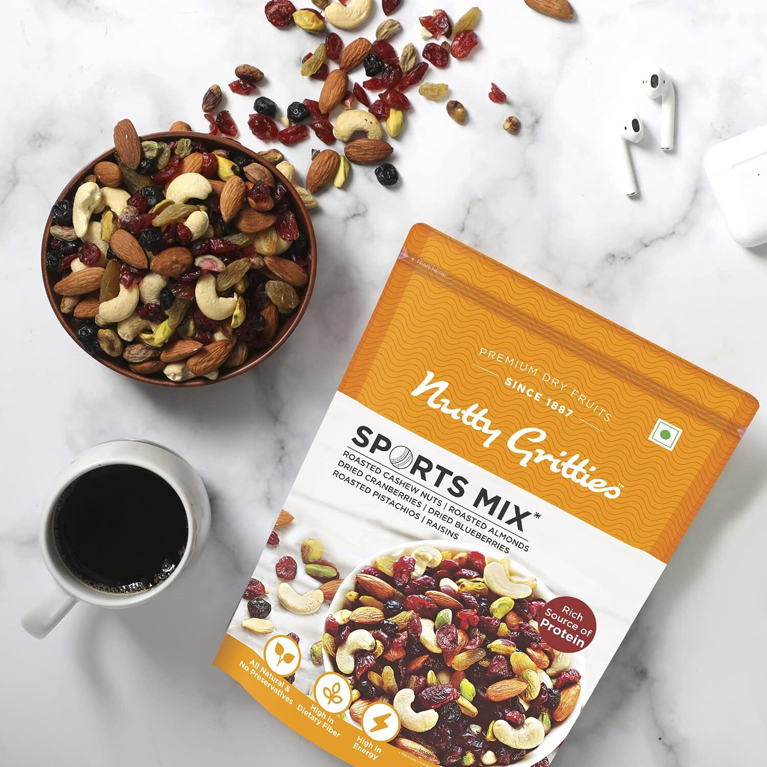 Nutty Gritties Combo Sports Mix Mom Superfood Trail Mix - Mixed Dry Fruits Seeds, 400grams (2 x 200g each), Healthy Snack for Kids and Adults | Resealable Pouch