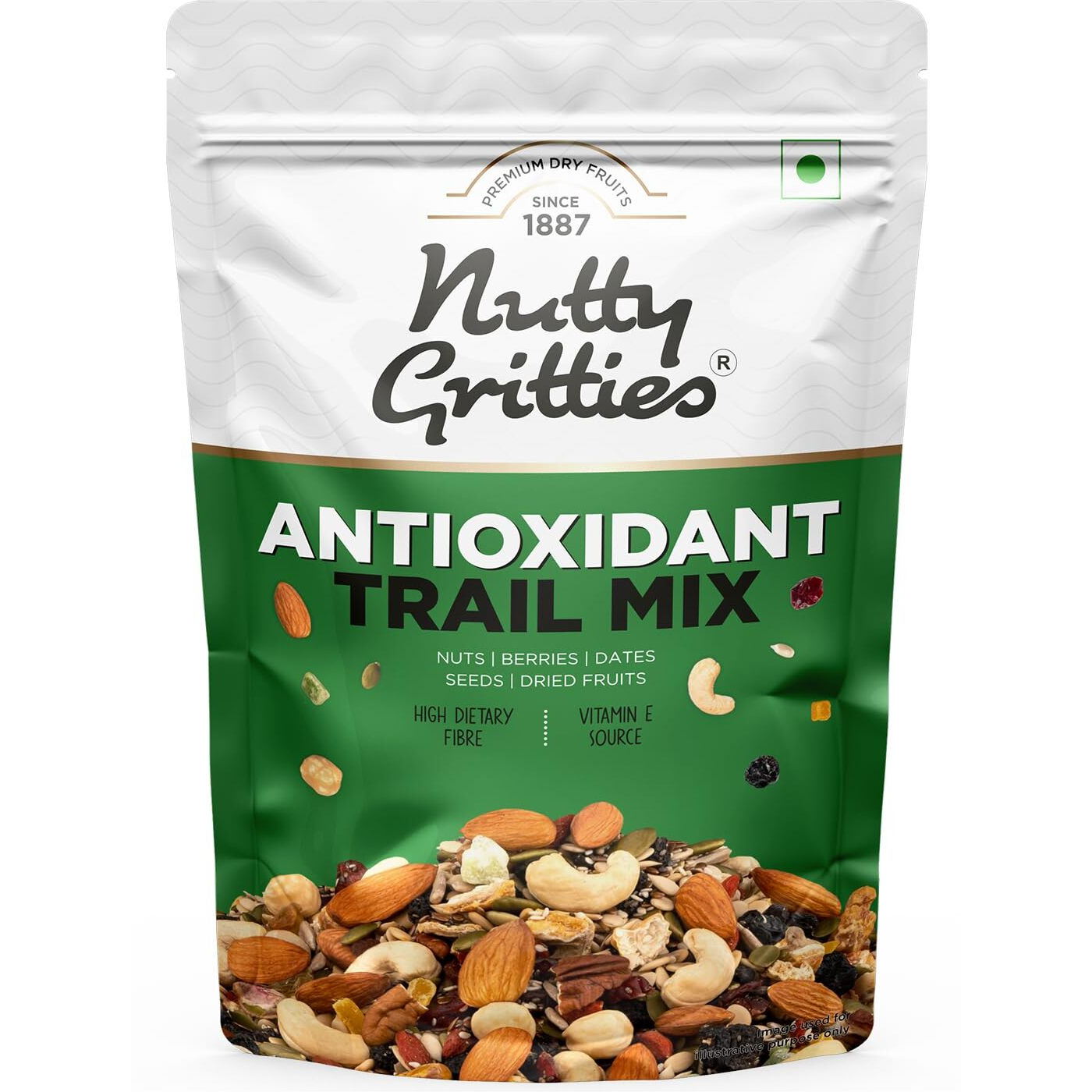 Nutty Gritties Antioxidant Trail Mix 200g | 21 Superfoods in 1 Mix | Including Almonds, Hazelnuts, Brazil Nuts, Berries,Chia Seeds, Pumpkin Seeds & Mixed Dry Fruits | Healthy Snack