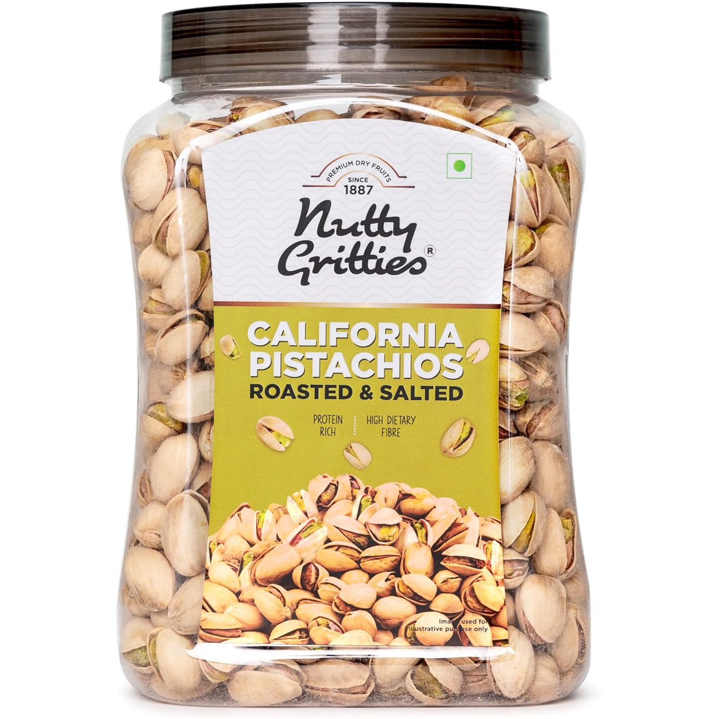 Nutty Gritties California Pistachios 800g, Roasted & Lightly Salted, Resealable Jar