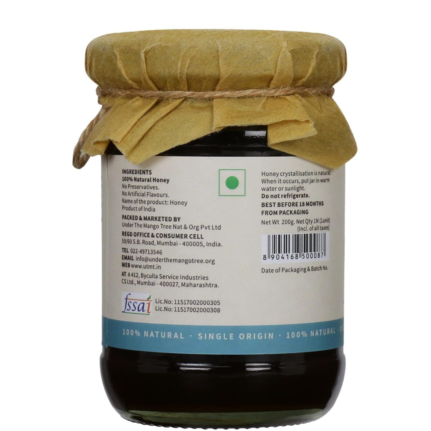 Under the Mango Tree Honey - 100% Pure & Natural, Single Origin, No Additives and Ethically Sourced (Eucalyptus, 200g)