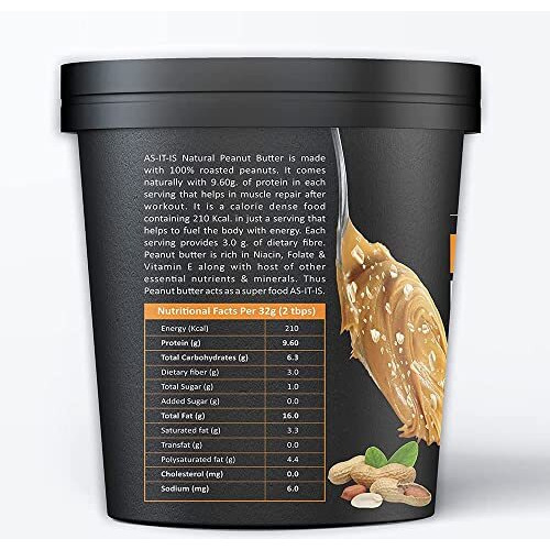 AS-IT-IS Nutrition Peanut Butter Crunchy (Natural and Unsweetened) 1 Kg
