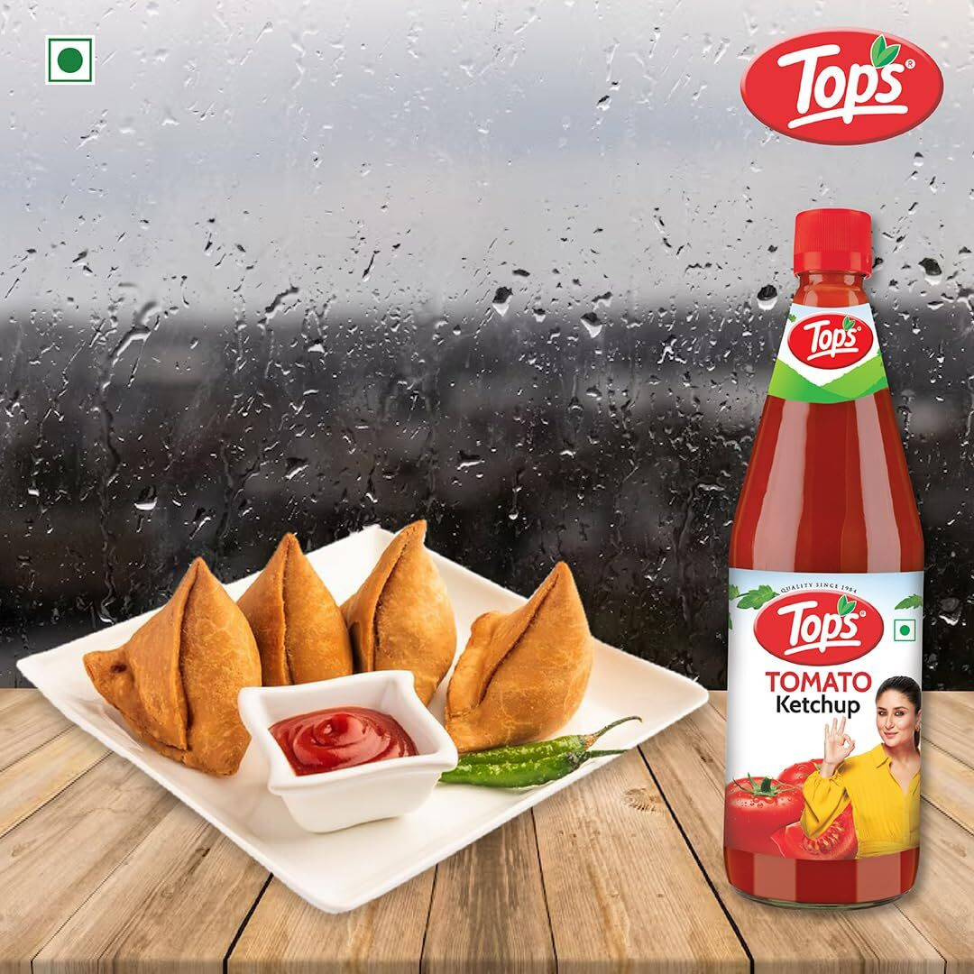 TOPS Tomato Ketchup - 500 gm Glass Bottle |Made with the goodness of juicy hand-picked tomatoes|No Added Colour & Flavour.