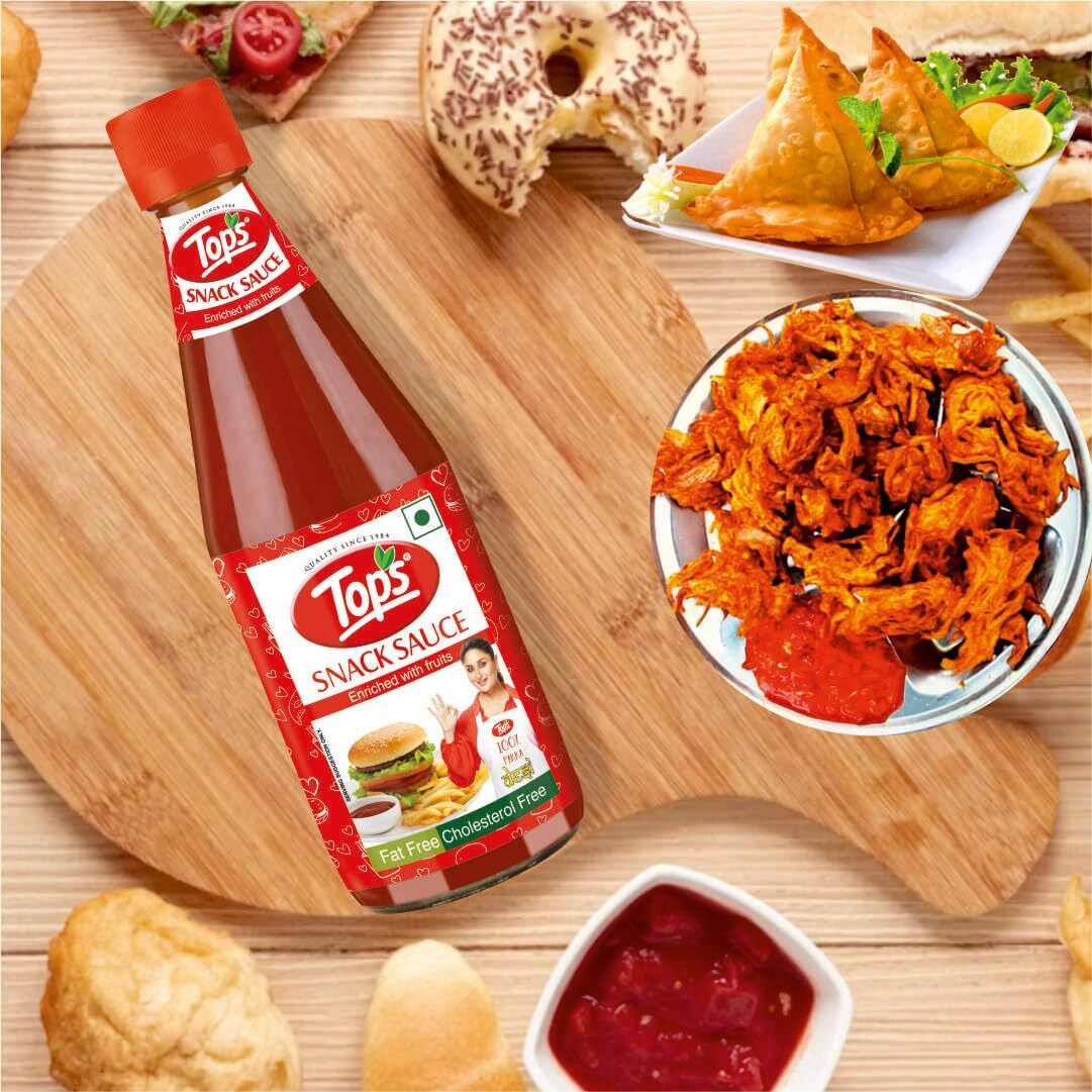TOPS Snack Sauce - 950 gm Glass Bottle |Made with the goodness of juicy hand-picked tomatoes| Cholesterol Free| Trans Fat-Free| No Added Colour