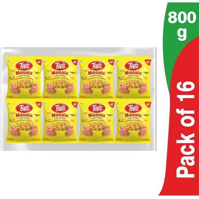 Tops Instant Masala Noodles -800 gm (16 Pouches x 50 gm) with Magical taste of Masala