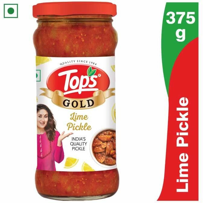 TOPS Gold Pickle Lime 375 gm + Gold Pickle Green Chilli 375 gm (Combo) | Prepared with the goodness of Mustard Oil