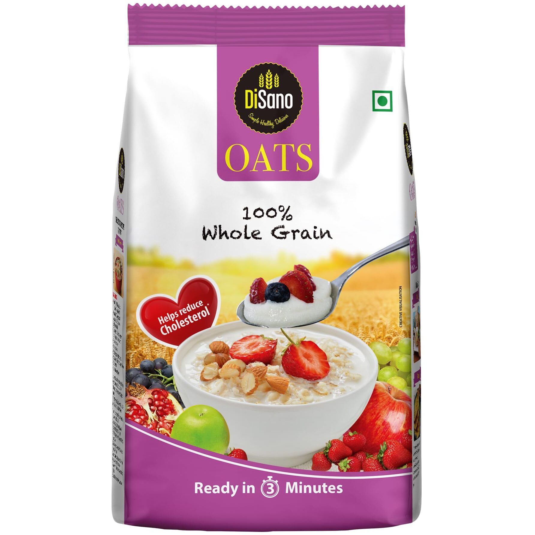 DiSano Oats, 1kg, Natural Wholegrain, High in Protien and Fibre, Rolled Oats