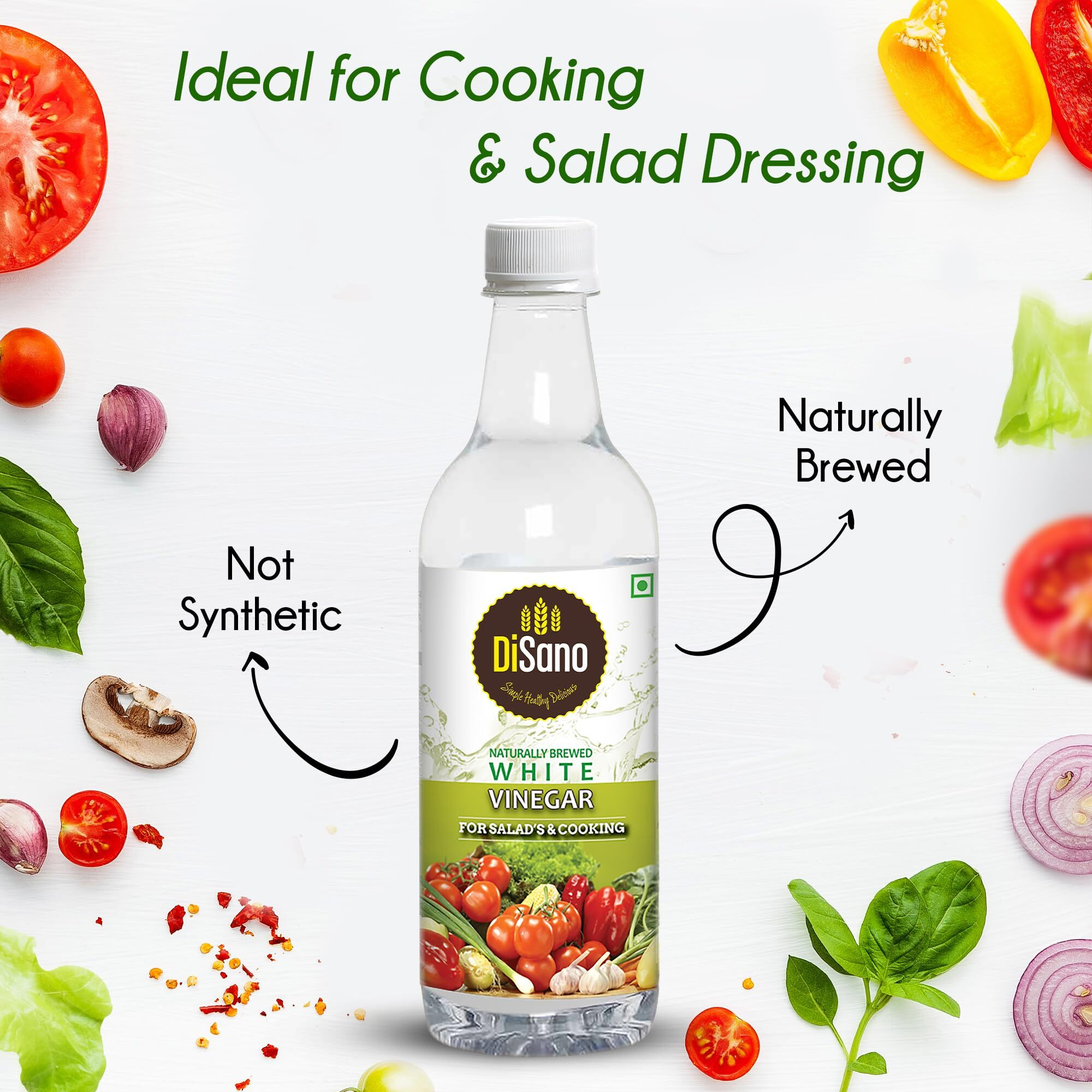 DiSano Naturally Brewed White Vinegar Bottle, 1000ml (2 X 500ml)