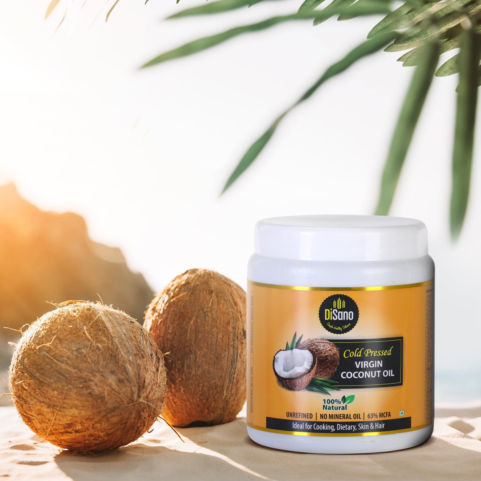 DiSano Wide Mouth Cold Pressed Virgin Coconut Oil, 500 ml