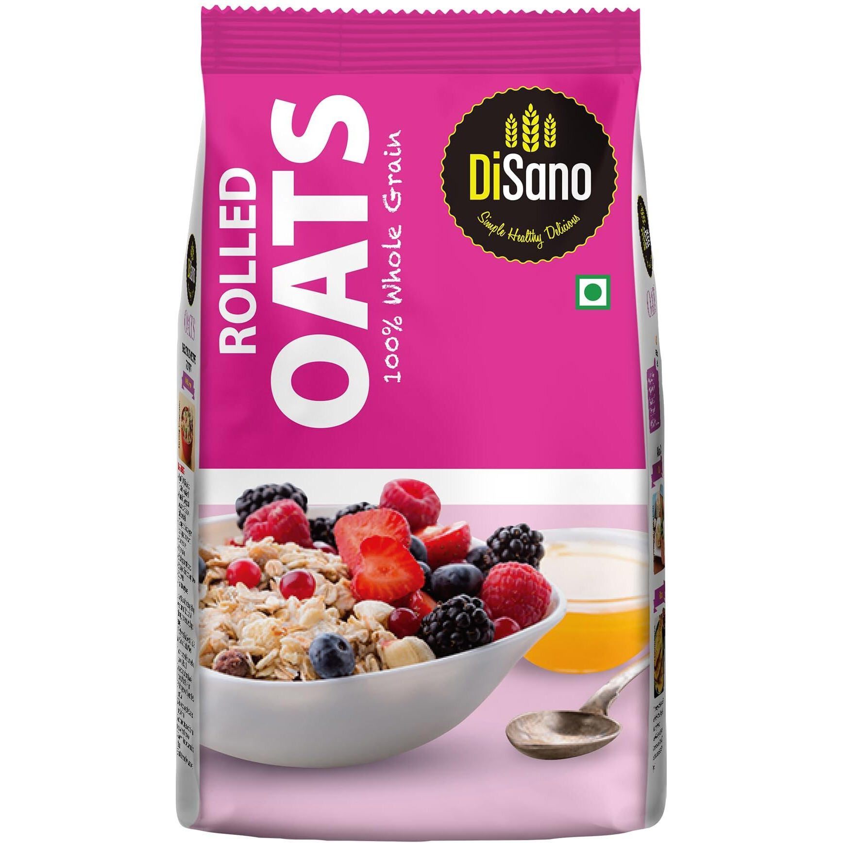 DiSano Rolled Oats 1kg, Jumbo Oats, 100% Whole Grain, High in Protein & Fibre, Healthy Breakfast Cereal