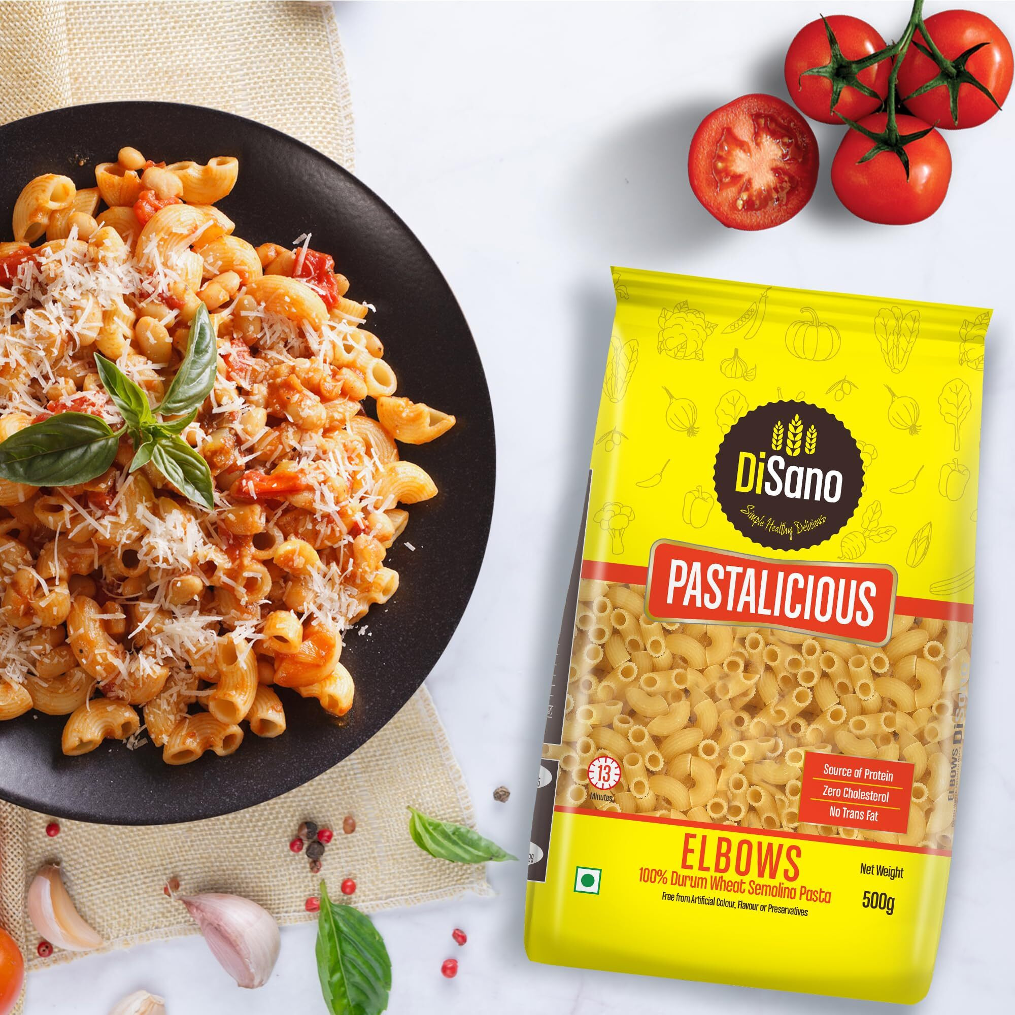 DiSano Pastalicious 100% Durum Wheat Macaroni Pasta, Elbows, 500 grams