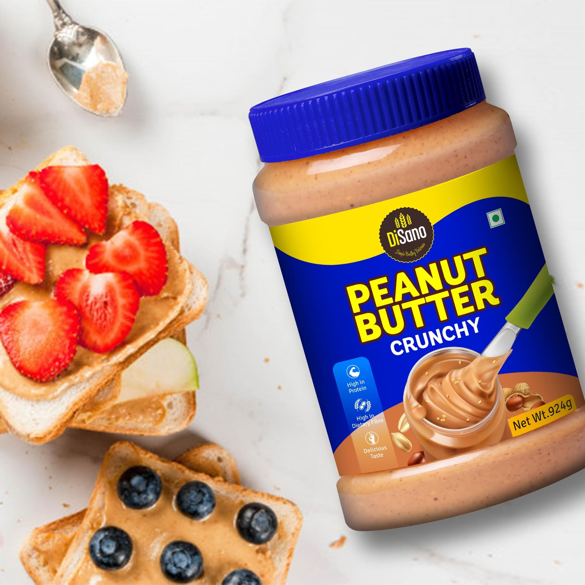 DiSano Peanut Butter, Crunchy, Classic, 25% Protein with Vitamins & Minerals, 924 grams