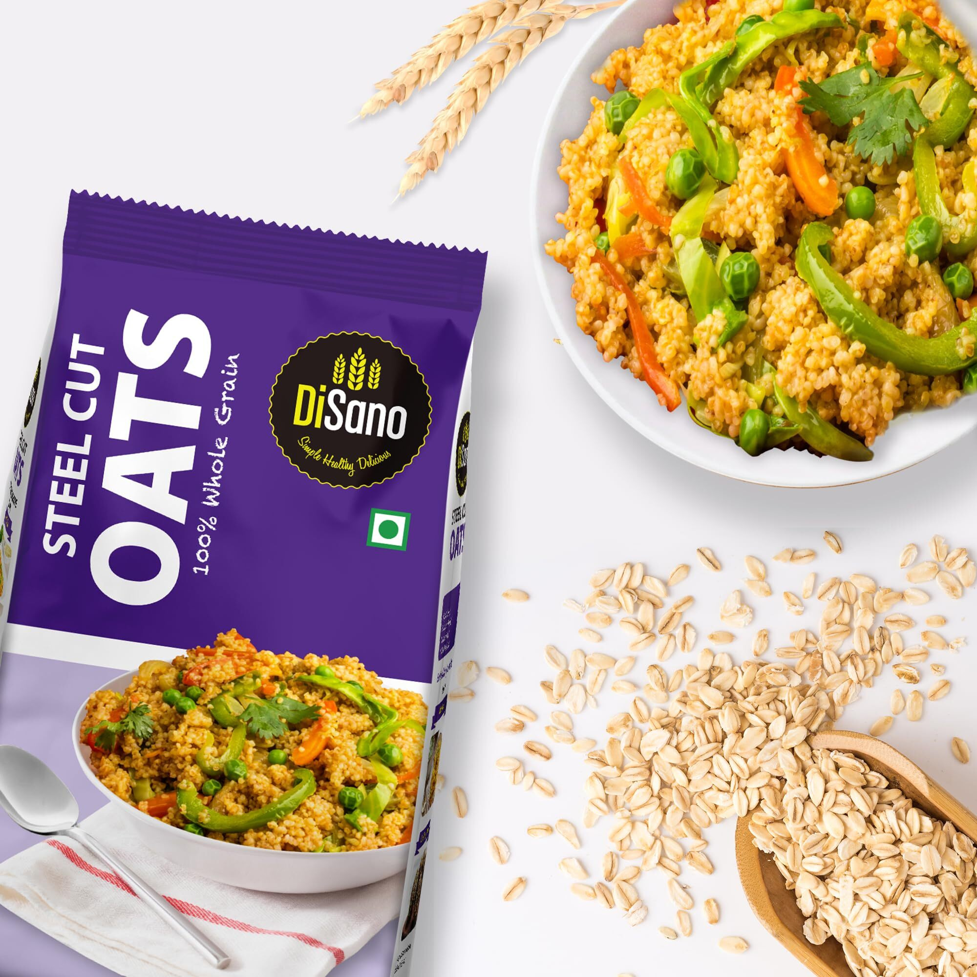 DiSano Steel Cut Oats, Diet Food for Weight Loss, Breakfast Cereal, Gluten Free, 1kg