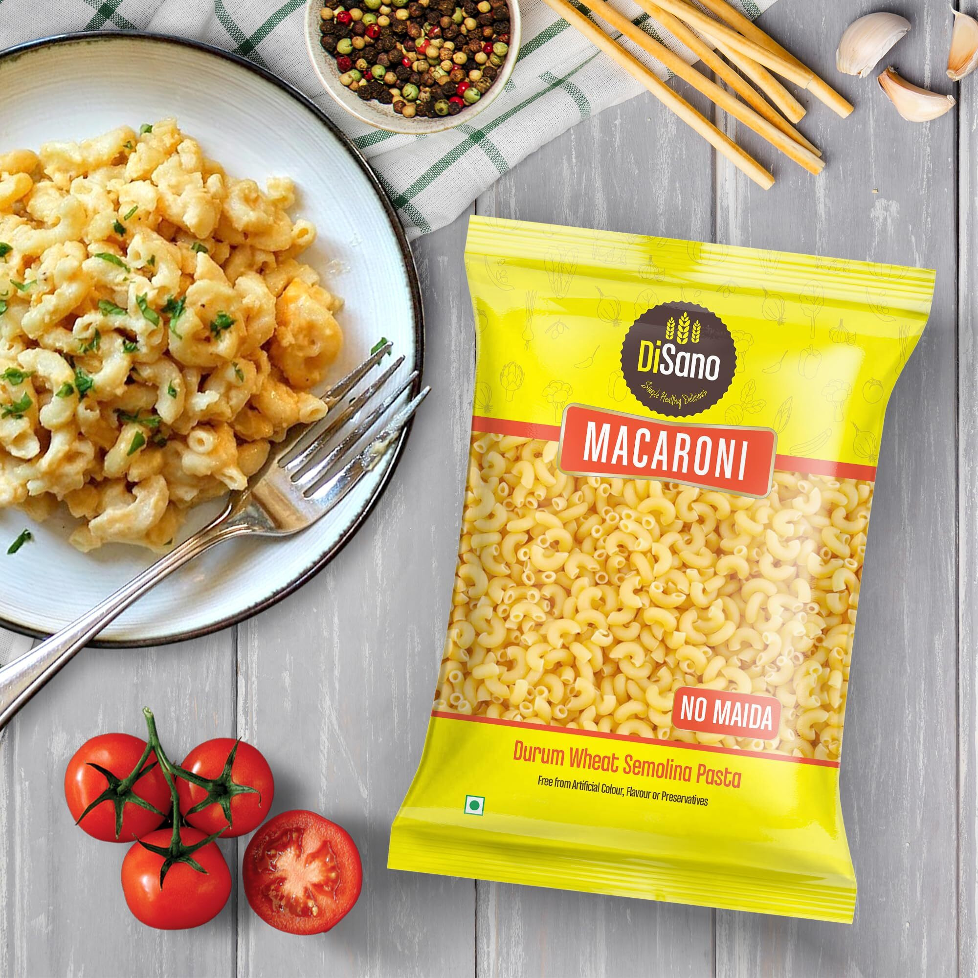 DiSano Macaroni Pasta, No Maida, 850gm, High Protein