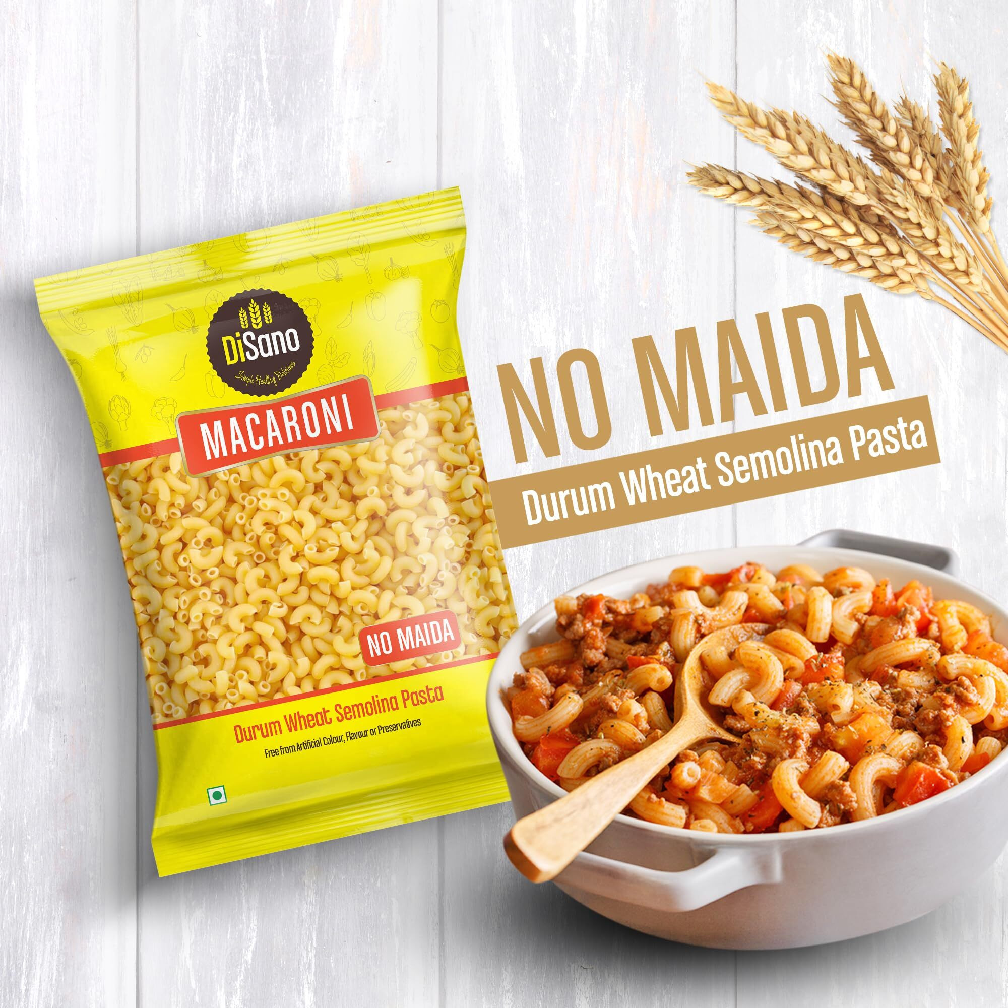 DiSano Macaroni Pasta, No Maida, 850gm, High Protein