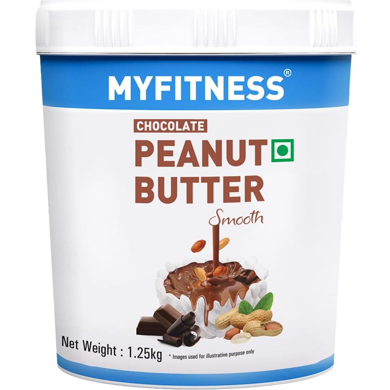 MYFITNESS Chocolate Peanut Butter Smooth 1250g | 22g Protein | Tasty & Healthy Nut Butter Spread |Vegan| Dark Chocolate | Cholesterol Free, Gluten Free| Smooth Peanut Butter | Zero Trans Fat