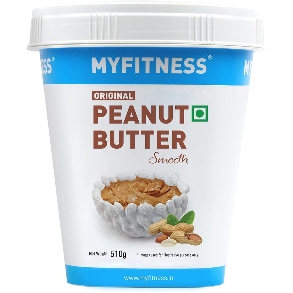 MYFITNESS Original Classic Peanut Butter Smooth 510g | 21g Protein to Boost Energy | Tasty & Healthy Nut Butter Spread | Vegan | Cholesterol Free, Gluten Free | Zero Trans Fat | Creamy Peanut Butter