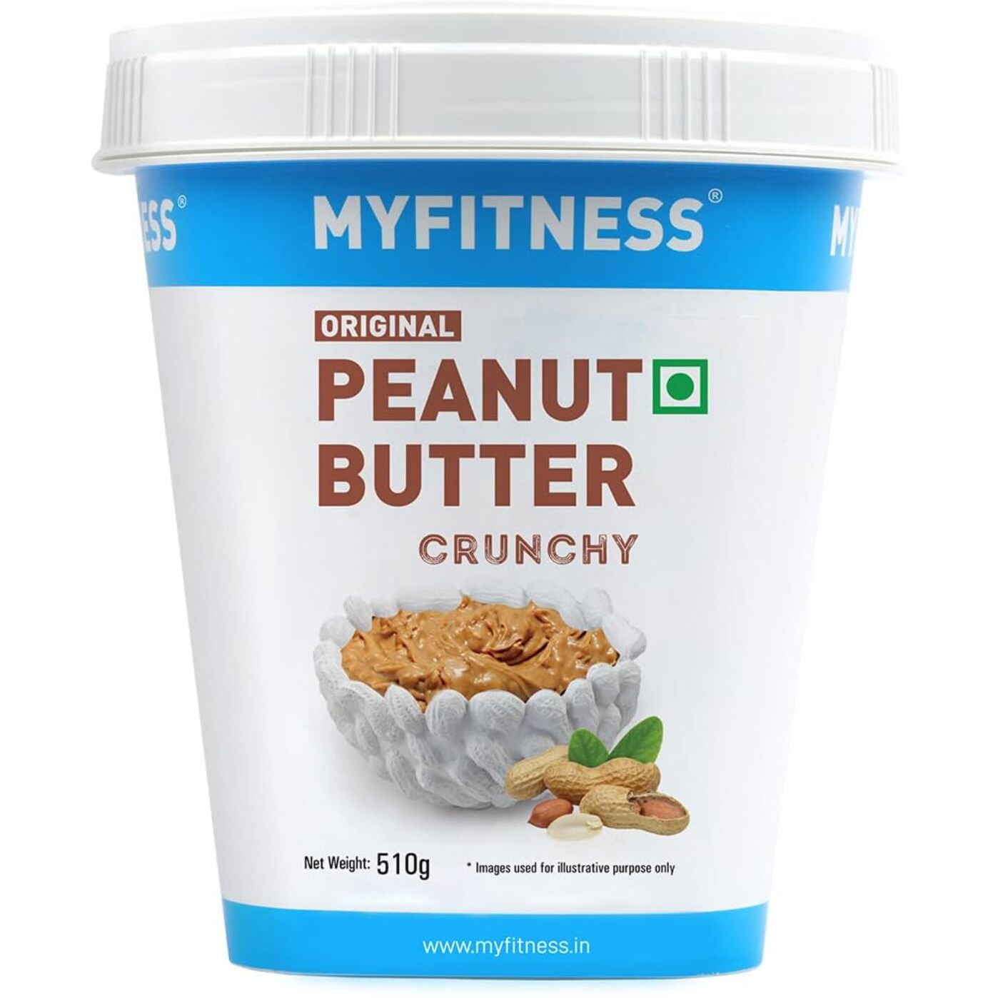 MYFITNESS Original Classic Peanut Butter Crunchy 510g | 25g Protein to Boost Energy | Tasty & Healthy Nut Butter Spread | Vegan | Cholesterol Free, Gluten Free | Zero Trans Fat | Peanut Butter Crunchy