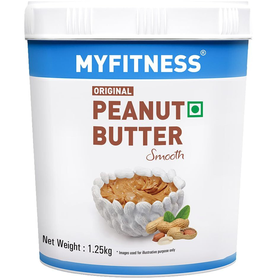 MYFITNESS Original Classic Peanut Butter Smooth 1.25kg | 21g Protein to Boost Energy | Tasty & Healthy Nut Butter Spread | Vegan | Cholesterol Free, Gluten Free | Zero Trans Fat | Peanut Butter Creamy