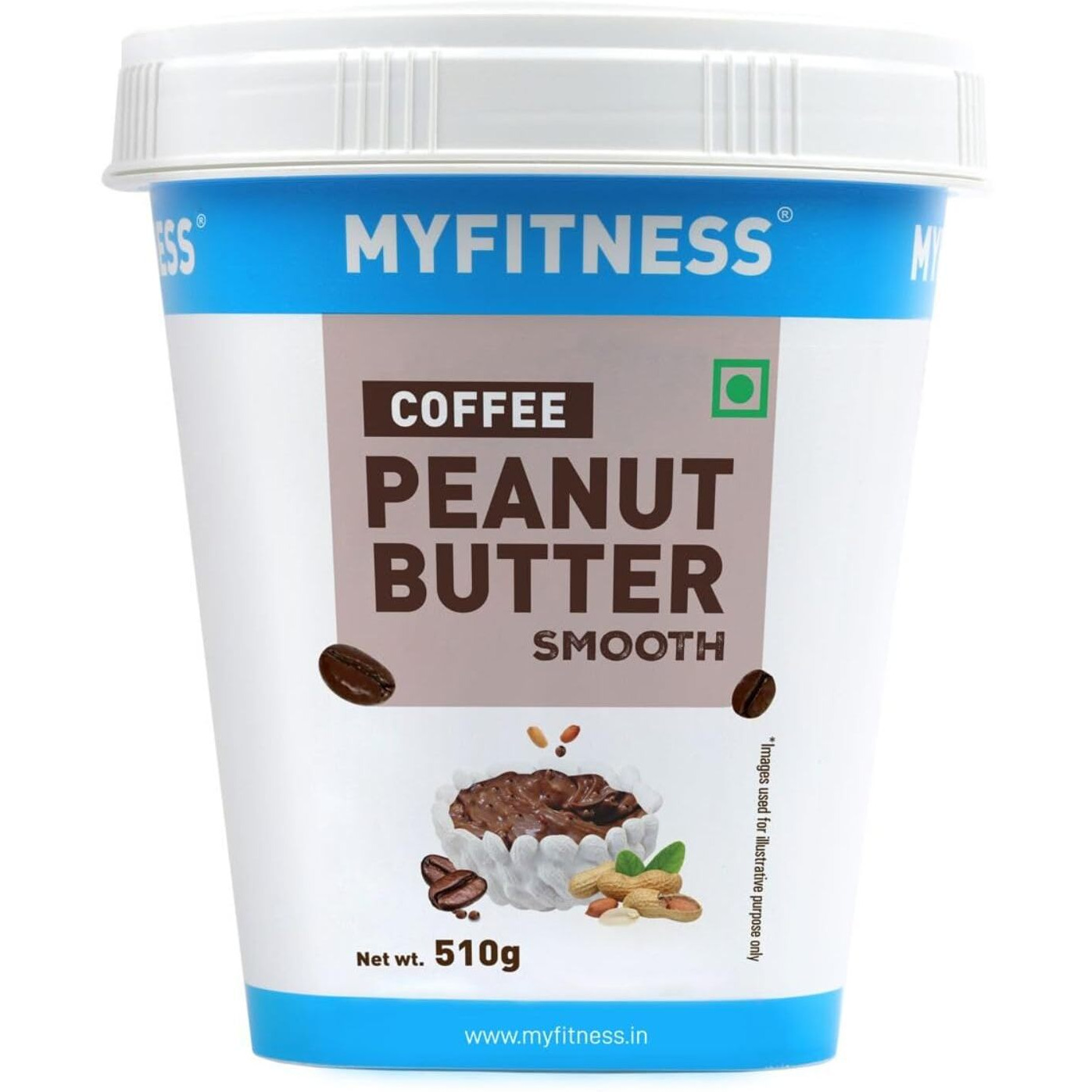 MYFITNESS Coffee Peanut Butter Smooth 510g | 26g Protein | Vegan | Tasty Nut Butter Spread for Healthy Breakfast | Non Gmo | High in Protein | Gluten & Cholesterol Free | Peanut Butter Creamy