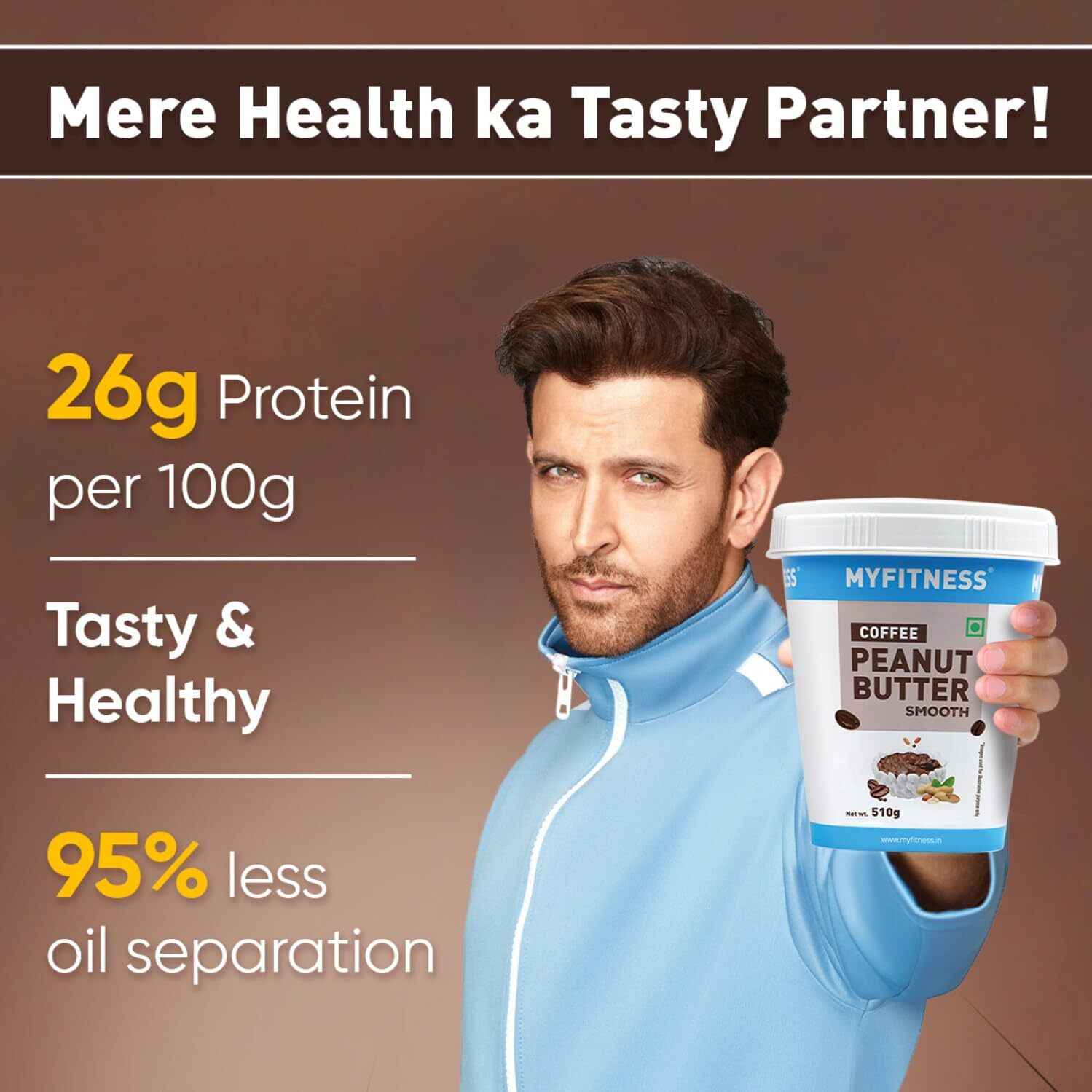 MYFITNESS Coffee Peanut Butter Smooth 510g | 26g Protein | Vegan | Tasty Nut Butter Spread for Healthy Breakfast | Non Gmo | High in Protein | Gluten & Cholesterol Free | Peanut Butter Creamy