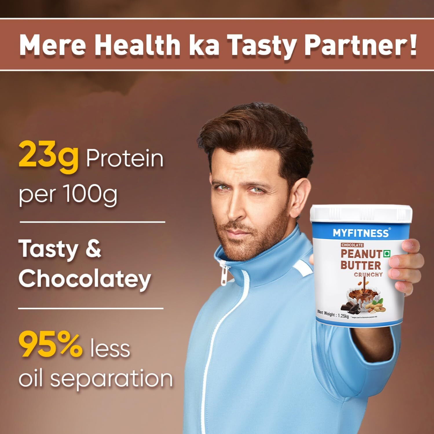 MYFITNESS Peanut Butter Chocolate Flavour, Crunchy 2.5kg | 23g Protein | Tasty & Healthy Nut Butter | Vegan | Cholesterol Free, Gluten Free | No Palm Oil | Zero Trans-Fat | 100% Pure Roasted Peanuts