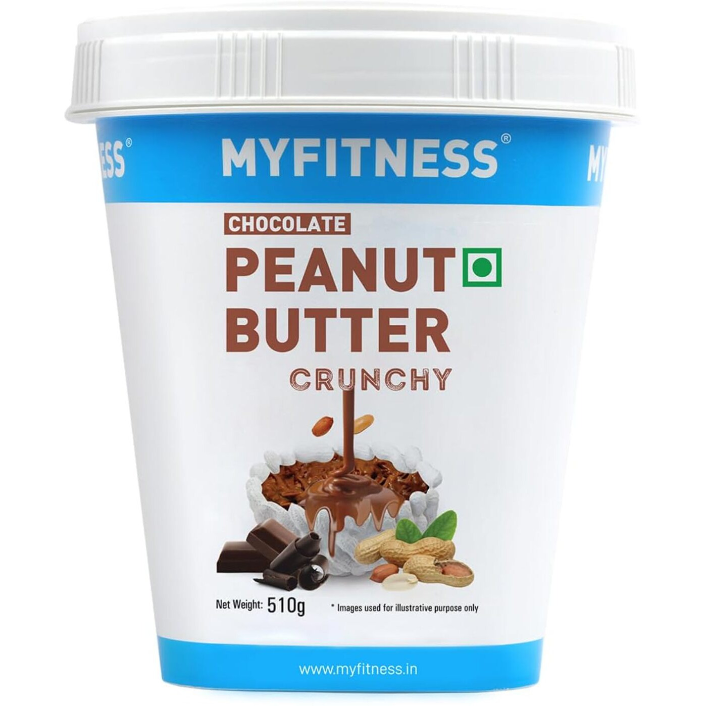 MYFITNESS Peanut Butter Chocolate Flavour, Crunchy 510g | 23g Protein | Tasty & Healthy Nut Butter | Vegan | Cholesterol Free, Gluten Free | Zero Trans-Fat | 100% Pure Roasted Peanuts