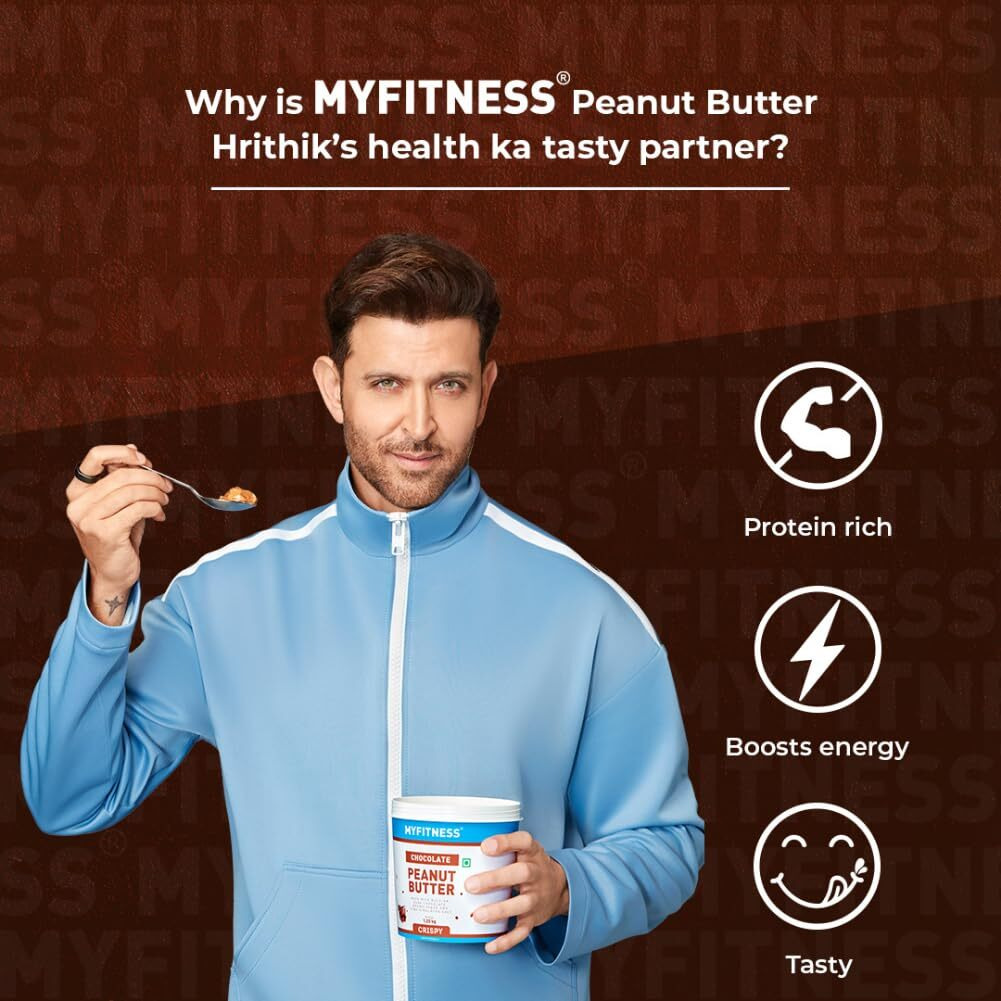MYFITNESS High Protein Peanut Butter Chocolate Flavour Cruncy 1kg | Dark Chocolate Peanut Butter With Added Whey | 25g Protein for Muscle Building | Tasty Nut Butter Spread for your Bread & Smoothies