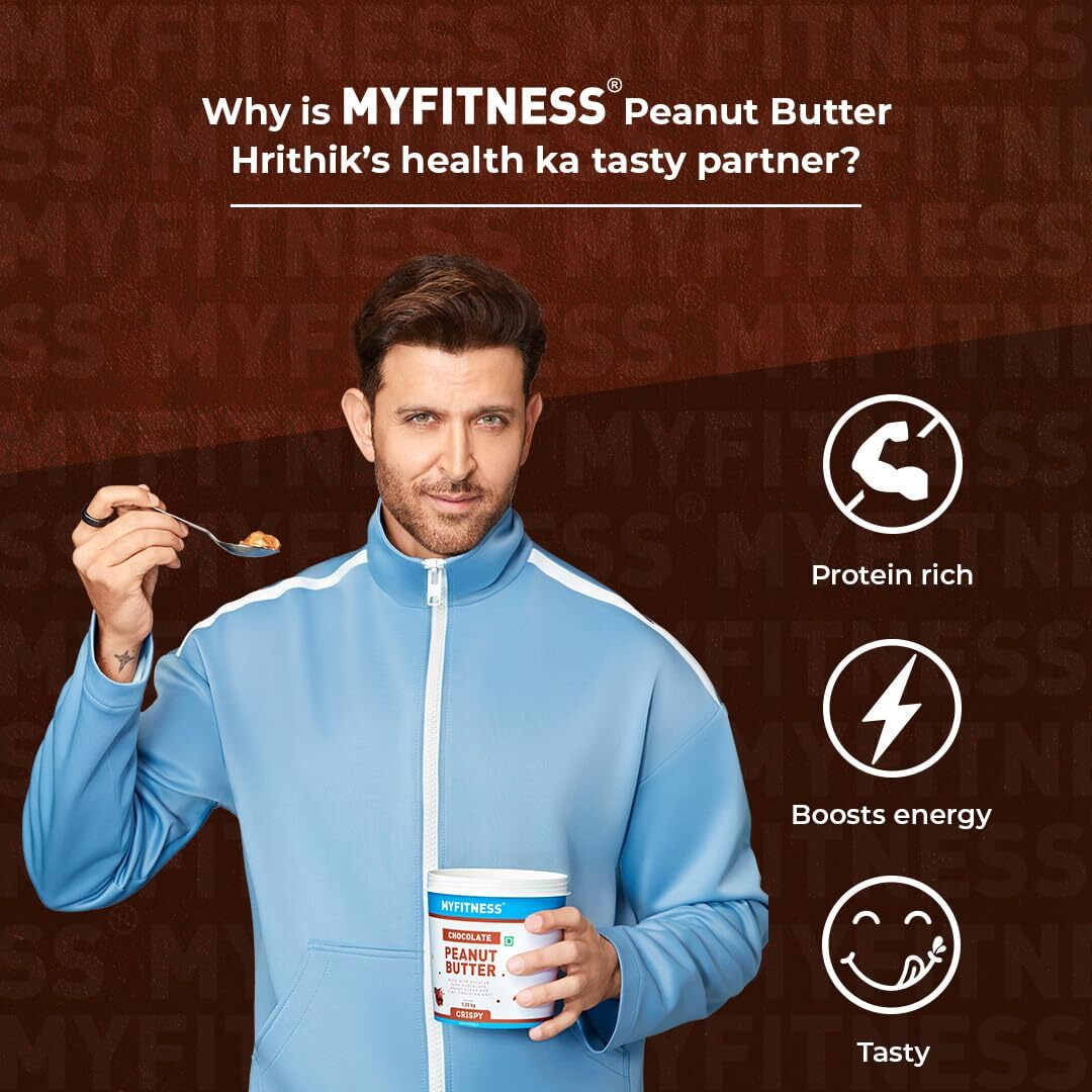 MYFITNESS High Protein Peanut Butter Chocolate Flavour Crispy 1kg | Dark Chocolate Peanut Butter With Added Whey | 23g Protein for Muscle Building | Tasty Nut Butter Spread for your Bread & Smoothies