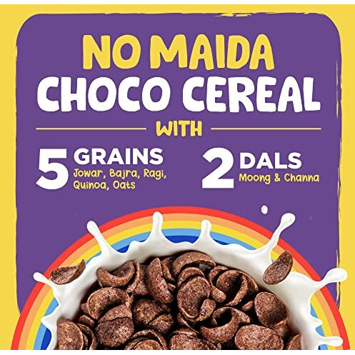 Yogabar Multigrain Chocos Cereal for Breakfast, Zero Maida, Delicious Chocolate Chocos for Kids & Adults, Protein Food, 0 Added Preservatives, Contains Jowar, Bajra, Ragi, Quinoa & Oats, 345g