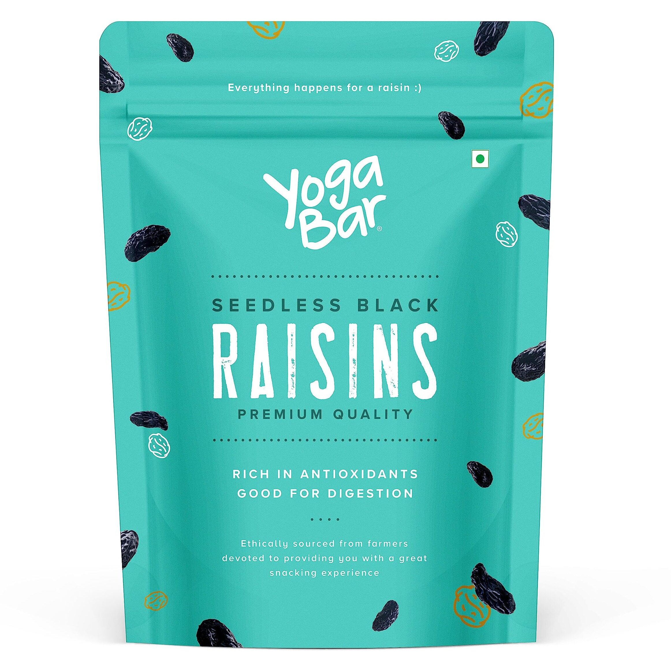 Yogabar Premium Black Raisins 500 grams| Kishmish |100% Fresh Pure Seedless Kismis Raisins|Munakka Dry Fruit|Rich in Iron, Fibre, Potassium & Boosts Immunity |Healthy Snacks|Dry Fruit Gift Pack