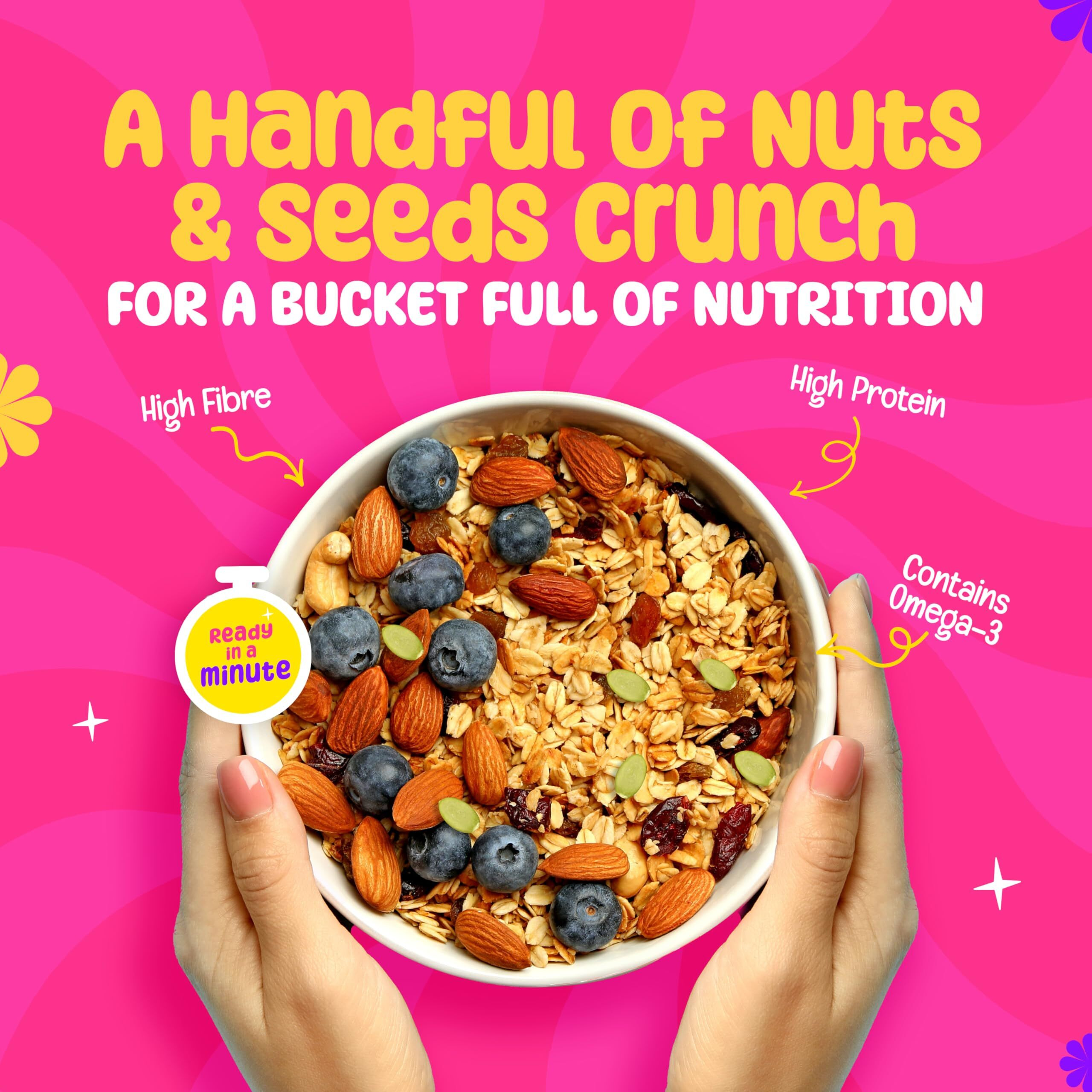 Yogabar Nuts & Seeds Crunch Muesli, Super Save Pack, Wholegrain Breakfast, High Fiber Pouch (700 G)