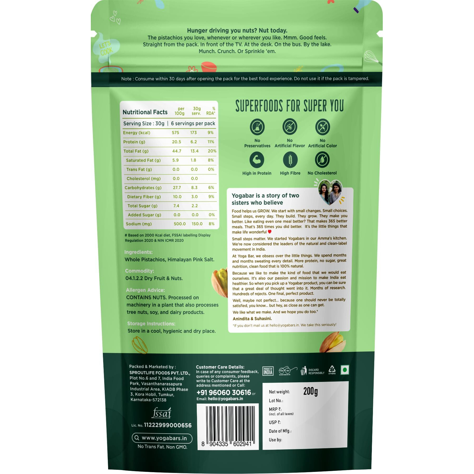 Yogabar Premium Pista 200g|Roasted Salted Pista|Crunchy Pistachios|Tasty & Healthy Nuts Dry Fruits|Rich in Protein, Fibre, Gluten Free & Low Calories|Healthy Snacks|Dry Fruit Gift Pack