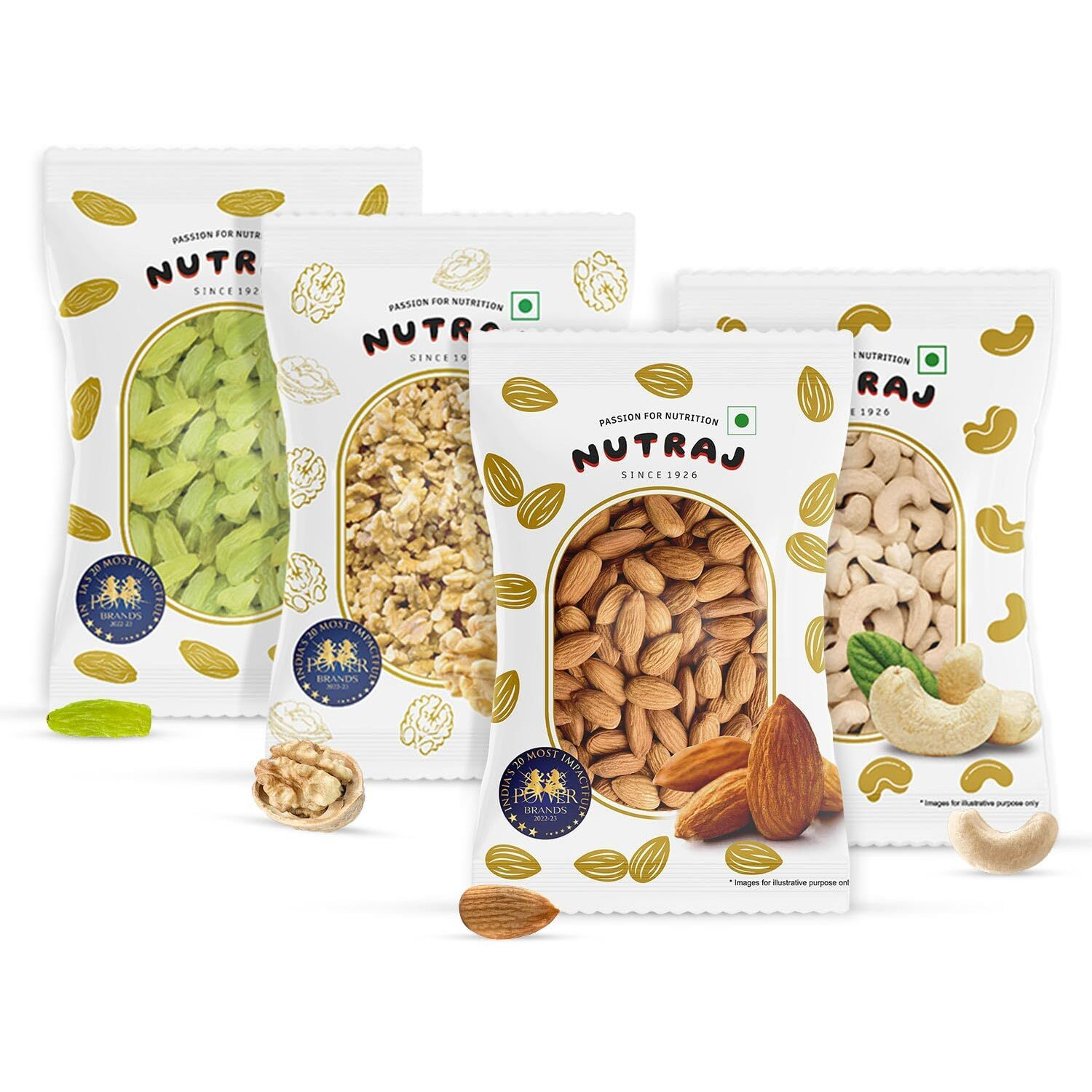 Nutraj Dry Fruit Combo Almond, Cashews, Raisin, Walnut Kernels 400g (100g Each) | Badam | Kaju | Akhroth giri | Nutritious, Delicious & Crunchy | Rich in Magnesium, Copper & Phosphorus