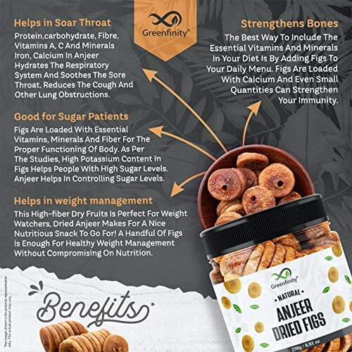 GreenFinity Premium Afghani Anjeer - 250 grams | Dried Figs | Natural, Rich in Iron, Fibre & Vitamins Fig / Afghanistan Anjir Dry Fruit Jar Pack.