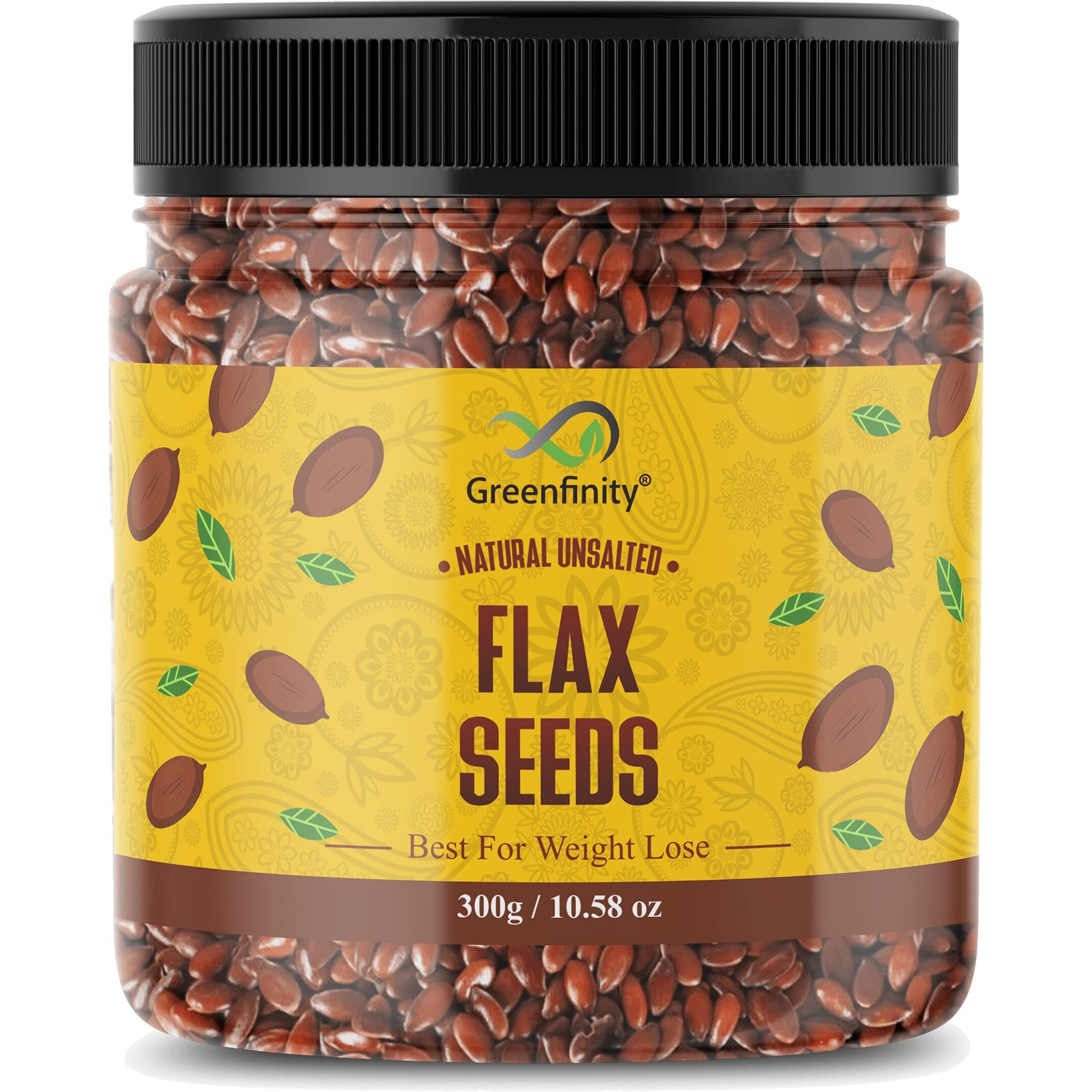 GreenFinity Raw Flax Seeds for Eating Rich with Fiber for Weight Management - 300g, All Premium.