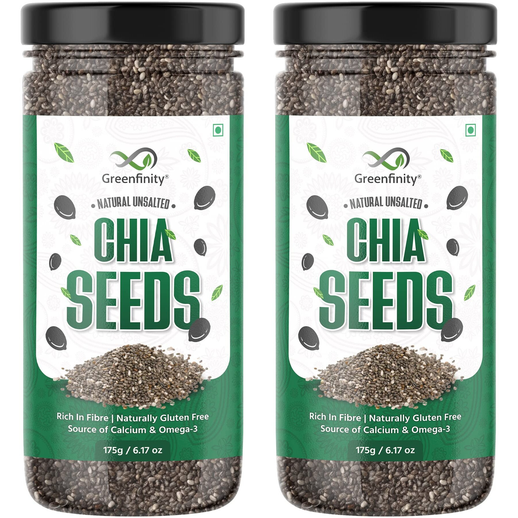 GreenFinity Raw Chia Seeds, Calcium and Protein Rich Superfood 175g (Pack of 2-350g)