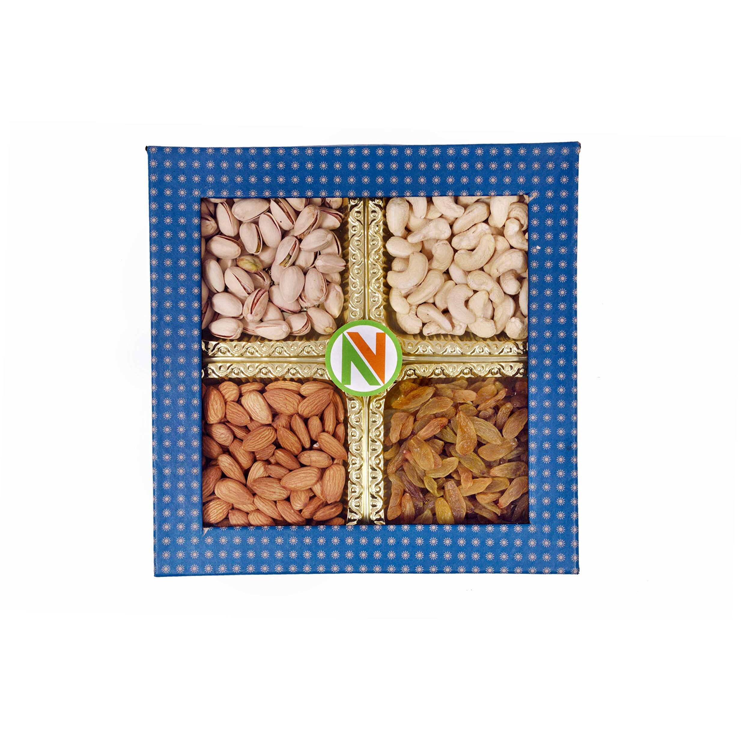 NatureVit Dry Fruits Combo Gift Pack, 400g (Cashew, Almond, Pistachios, and Raisins) - Healthy Gift Hamper for Every Occasion | Rakhi Gift Hamper for Brother Sister and Bhabhi | Diwali Gift Pack for Family, Friends, Corporate Office Gifts Combo | Deepawali Celebration Pack