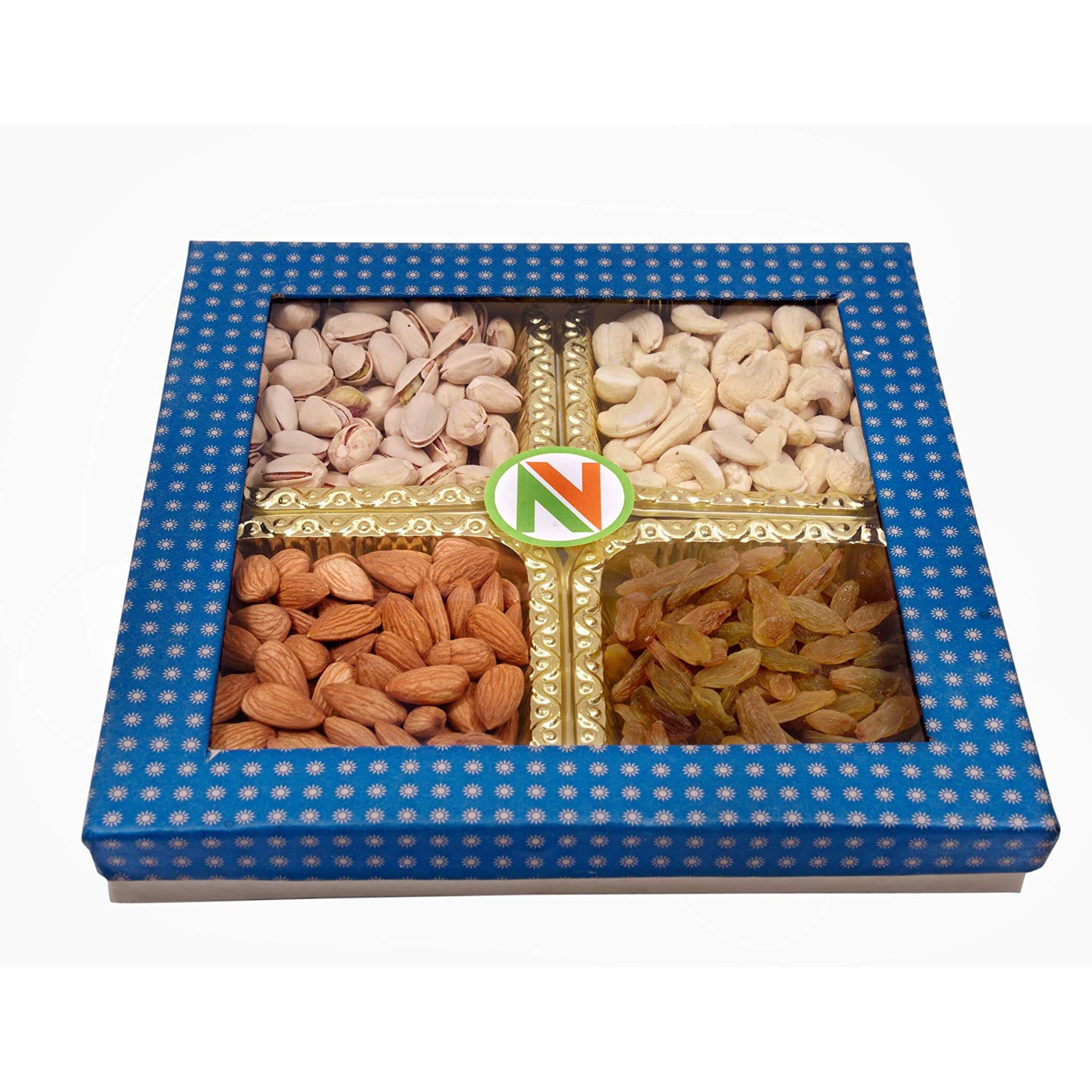NatureVit Dry Fruits Combo Gift Pack, 400g (Cashew, Almond, Pistachios, and Raisins) - Healthy Gift Hamper for Every Occasion | Rakhi Gift Hamper for Brother Sister and Bhabhi | Diwali Gift Pack for Family, Friends, Corporate Office Gifts Combo | Deepawali Celebration Pack