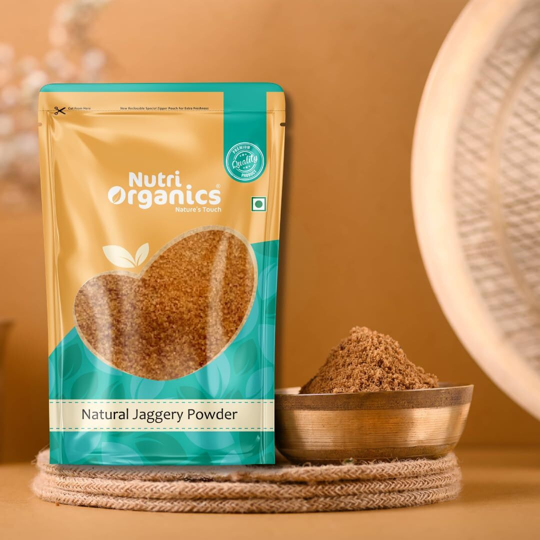 NutriOrganics Desi Jaggery/Gur/Gud Powder - 1kg | Fine Granular | Healthy Sugar Subsitute, Unbleached Jaggery