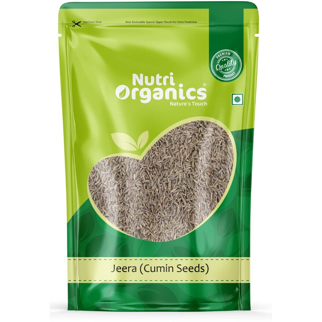 NutriOrganics Premium Whole Spices Cumin Seeds - 200gm | Jeera Whole | Jira | Resealable Ziplock Pouch