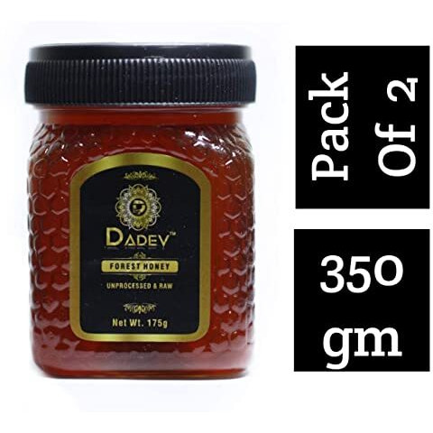 DADEV Unprocessed Raw Forest Honey-350gm (Pack of 2-175gm) 100% Pure Raw Honey Unprocessed and Organic Honey