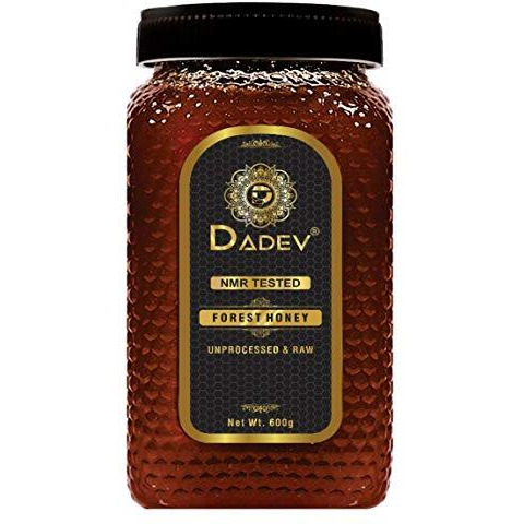 DADEV Honey NMR Tested 100% Pure Raw Honey, Unprocessed Forest Organic Honey-600gm Glass JAR