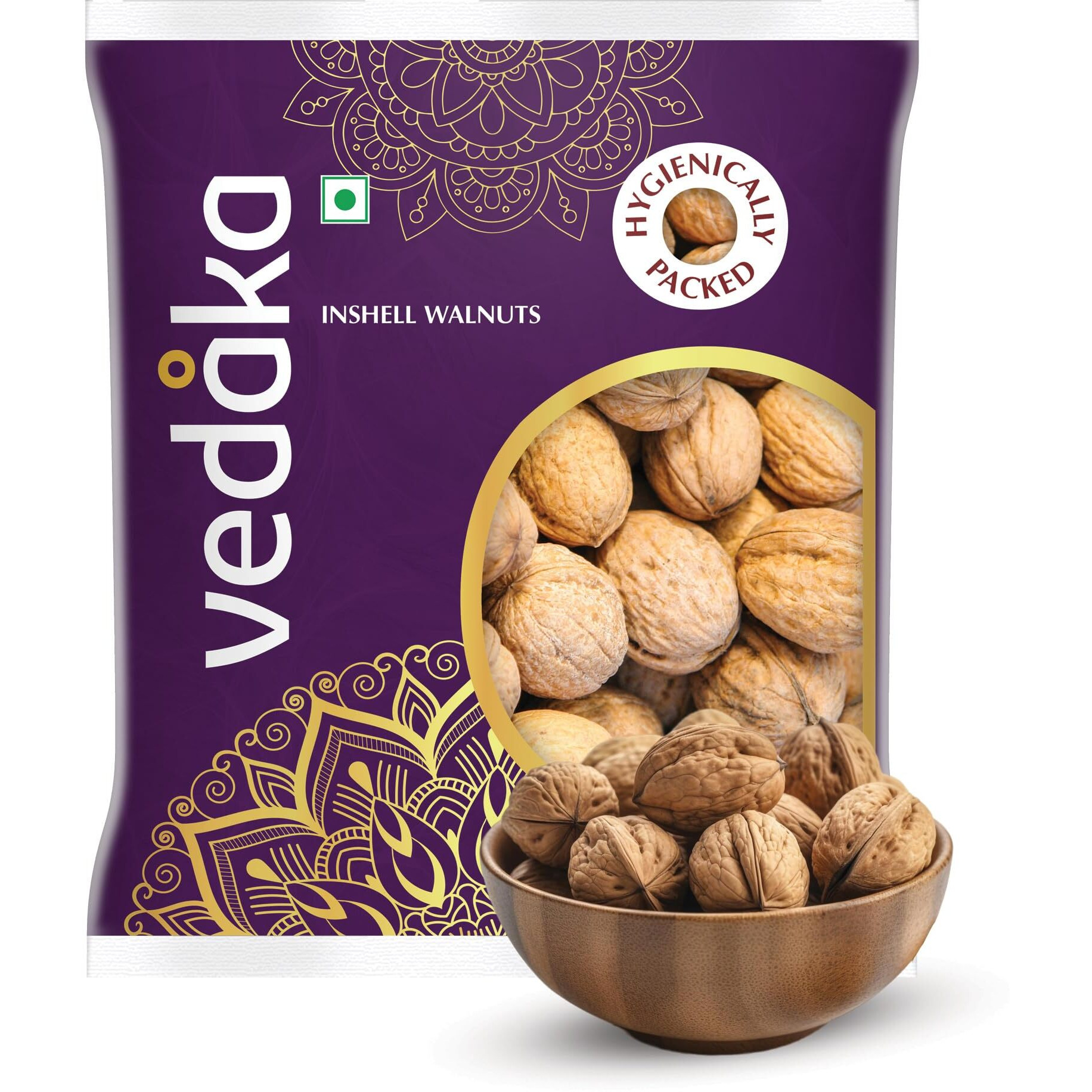 Amazon Brand - Vedaka Premium Inshell Walnuts, 1kg (500gm x 2)