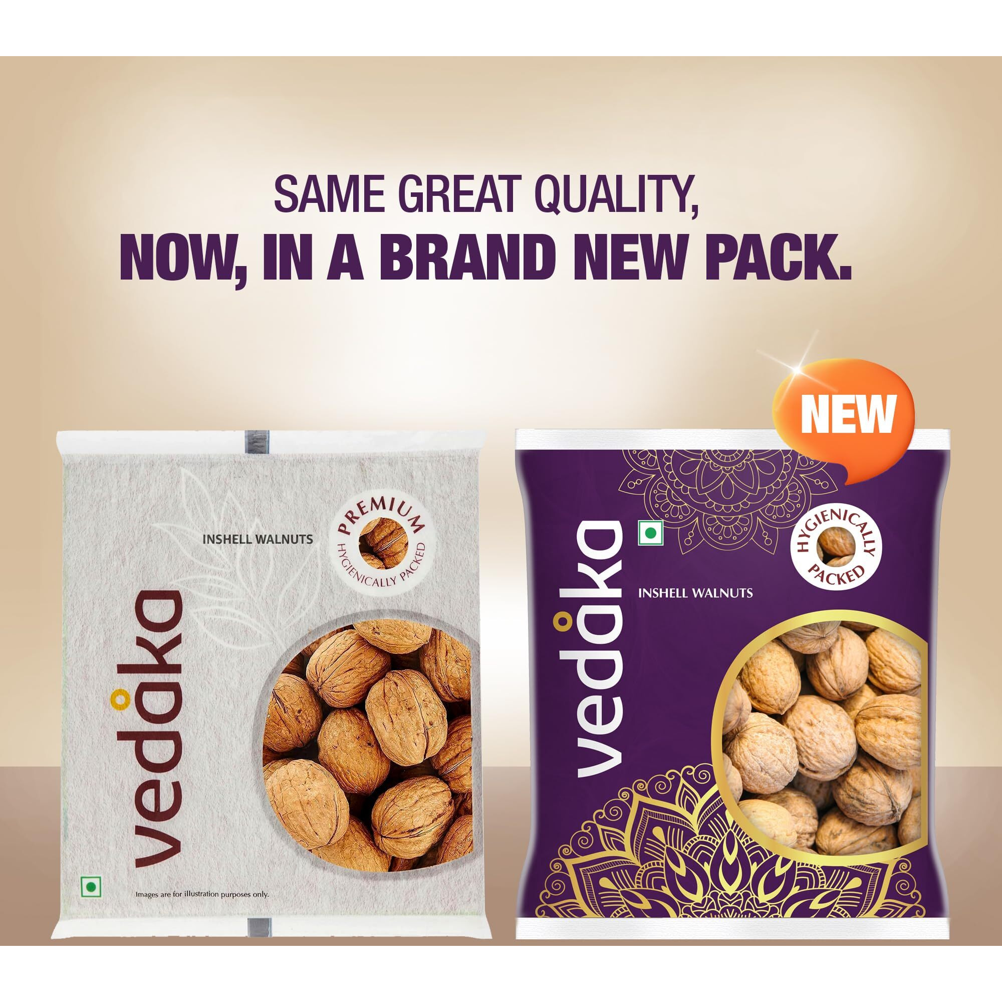 Amazon Brand - Vedaka Premium Inshell Walnuts, 1kg (500gm x 2)